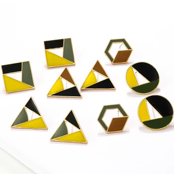 

Lifefontie Trendy 5 Style Stitching Metal Drop Earrings For Women Statement Dripping Oil Geometric Earrings 2019 Fashion Jewelry