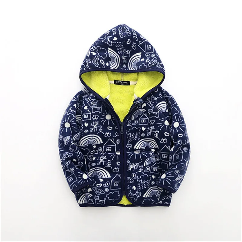T3016 NAVY Детские куртки; пальто; флисовая верхняя одежда с морскими животными; куртки на молнии для мальчиков и девочек; сезон зима-осень; модная детская одежда - Цвет: T3016 NAVY