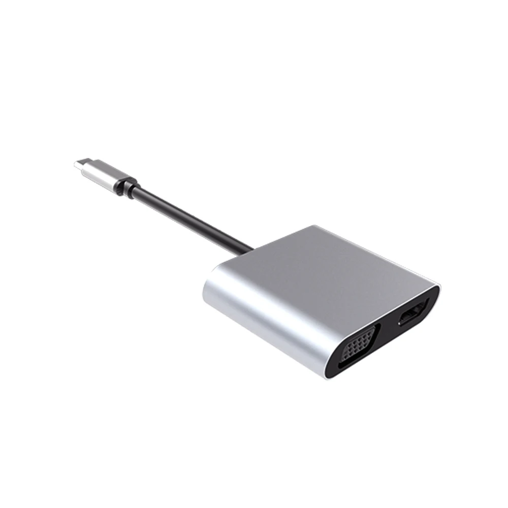 4-в-1 Тип с разъемами типа C и HDMI VGA Аудио Видео адаптер HD адаптер для преобразования