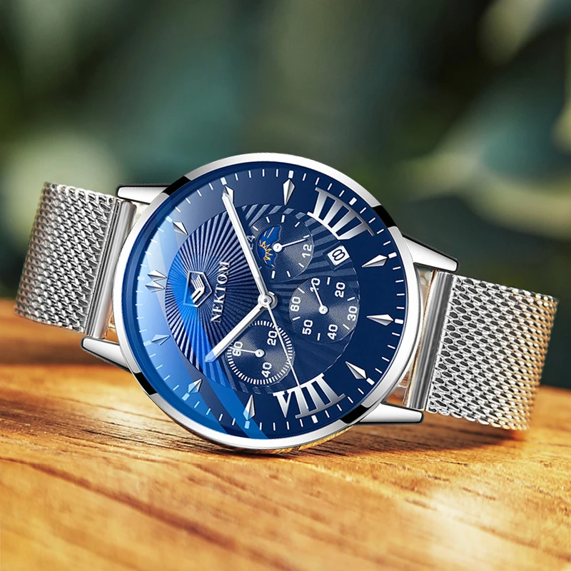 Часы наручные NEKTOM мужские с ремешком из нержавеющей стали модные повседневные