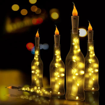 

Wine Bottle Lights Cork with Candle Light Battery Powered Garland DIY Christmas String Lights For Party Halloween Decoracion