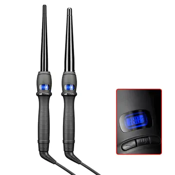 

2-in-1 LCD curlers conical curling iron single tube ceramic glaze pear flower cone electric hair curly hair US/EU plug
