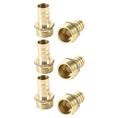 

6 Pieces Brass 14mm Hose Barb to 1/2PT Male Threaded Pneumatic Fitting Coupler