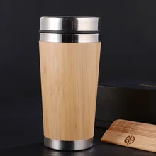400 мл бамбуковая Термокружка для воды, креативная натуральная бамбуковая бутылка для воды с нержавеющей сталью внутри автомобиля, офиса, кофейная кружка