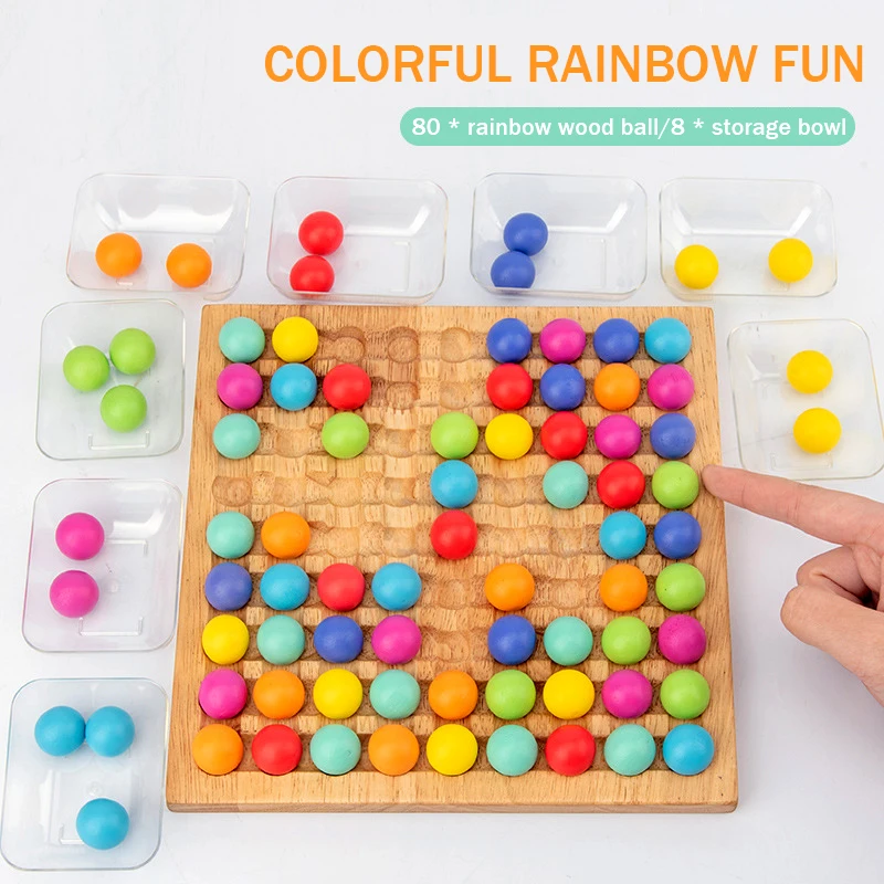 

Wooden Fun Rainbow Beads Training Focus On Table Games Enlightenment Of Montessori Early Education Color Recognition Chess Toys