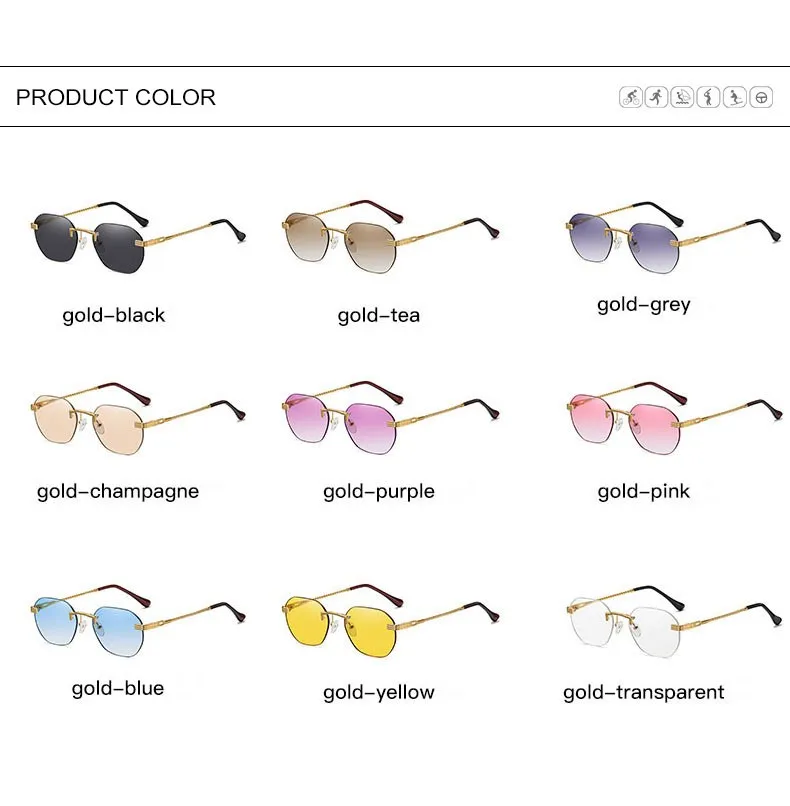 large sunglasses HBK Blue MIRROR Frameless Gold Metal Ladies Sunglasses Men Rimless Brown Sun Glasses For Women Fashion Shades Cutting Eyeglass fashion sunglasses