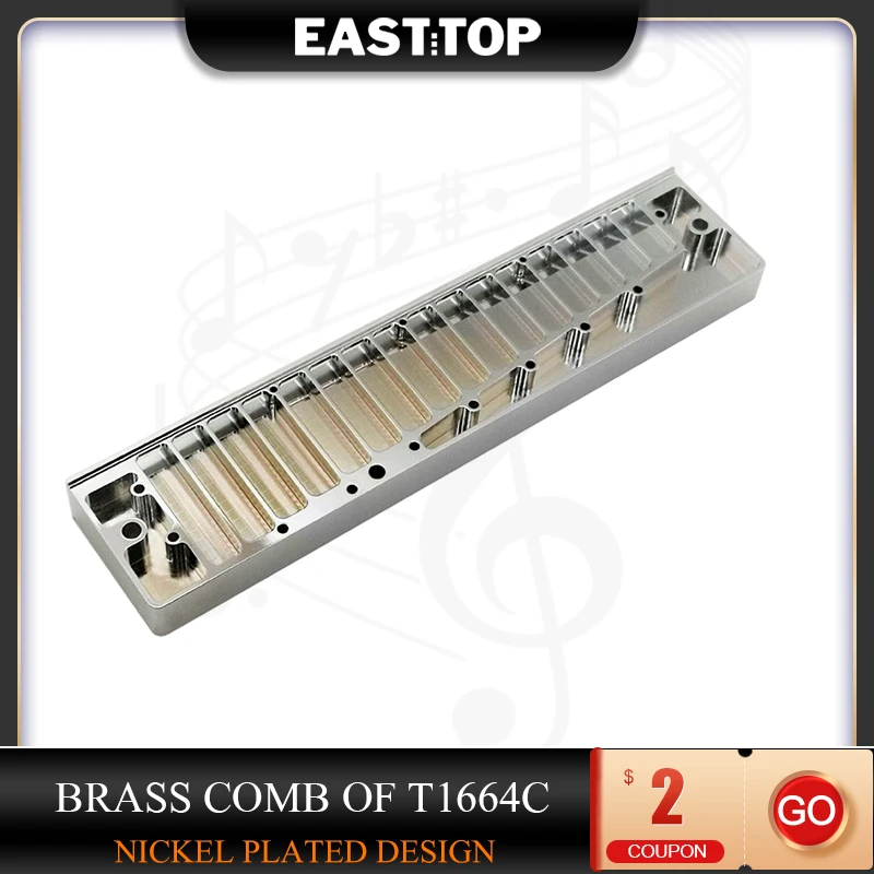 EASTTOP T16-64C 황동 빗, 니켈 도금 디자인, 전문 하모니카 부품, 악기 액세서리