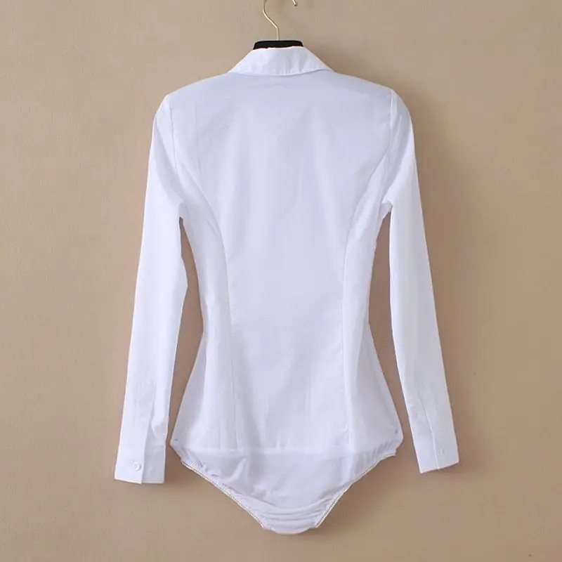 White Blouses and Tops Women Long Sleeve Body Shirt Office Lady Business Work Bodysuit Female Fashion Jumper Autumn Romper 2020 womens blouses