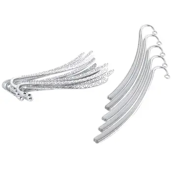 

10X Bookmarks Collect Creatif Alloy Silver Signet Decoration with 5 Pcs Silver Tone Blank Bookmarks 12.5cm