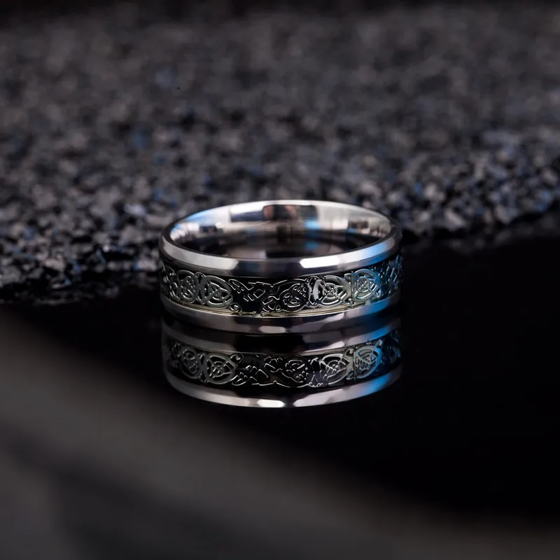 Vintage Gold Dragon 316L Ring Jewelry Red Blue Black Dragon Inlay Comfort Fit Stainless Steel Rings for Men Wedding Ring Wide - Image 3