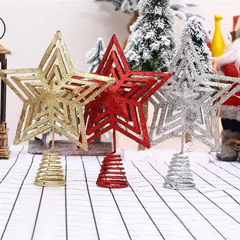 

Exquisite Iron Glitter Christmas Tree Top Star Five-point Star Topper Christmas New Year Decoration Navidad Ornaments