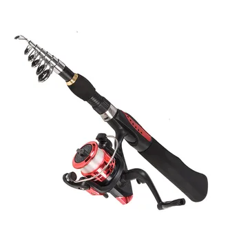 

1.6M Mini Ultra Short Fishing lures Rod Combo Full Kit Black Carbon Fiber Spinning Telescopic Fishing Pole Reel Set