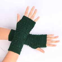 Вязаные митенки на пуговицах, длинные перчатки, осенние женские шерстяные теплые перчатки, зимние перчатки без пальцев, велосипедные перчатки, перчатки