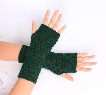 

Button Knitted Mitten Long Gloves Autumn Women Wool Arm Warmers Winter Mangas Fingerless Gloves Guantes Tactical Gloves