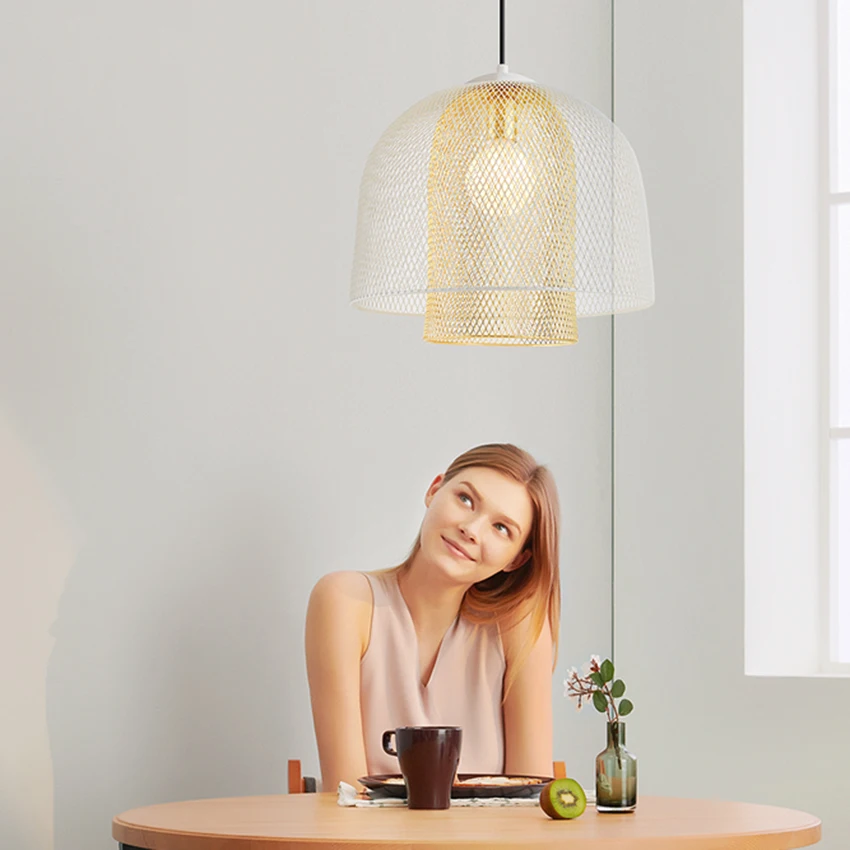 

Postmodern LED Iron Art Grid Pendant Lights Lighting Nordic Loft Lamp Living Room Cafe Restaurant Bedroom Bedside Light Fixtures
