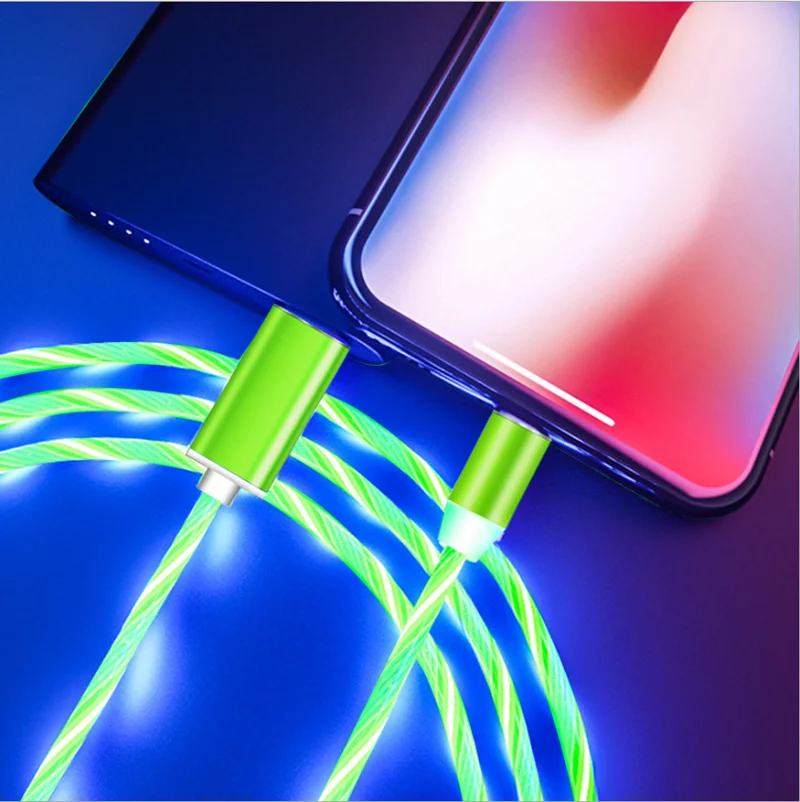 Вращающийся на 360 градусов Магнитный световой светильник Micro usb type-C кабель для samsung Note 5 8 9 10 Pro Xiaomi Redmi Note 8 7 6 Pro - Цвет: Green