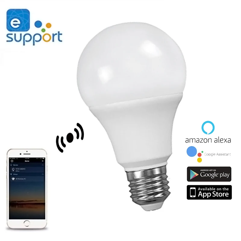 Лампа Ewelink, 5 Вт, E27, wifi, светодиодный умный светильник, беспроводная лампа для автоматизации умного дома, 110 В-240 В, совместима с Amazon ALexa, Google Home