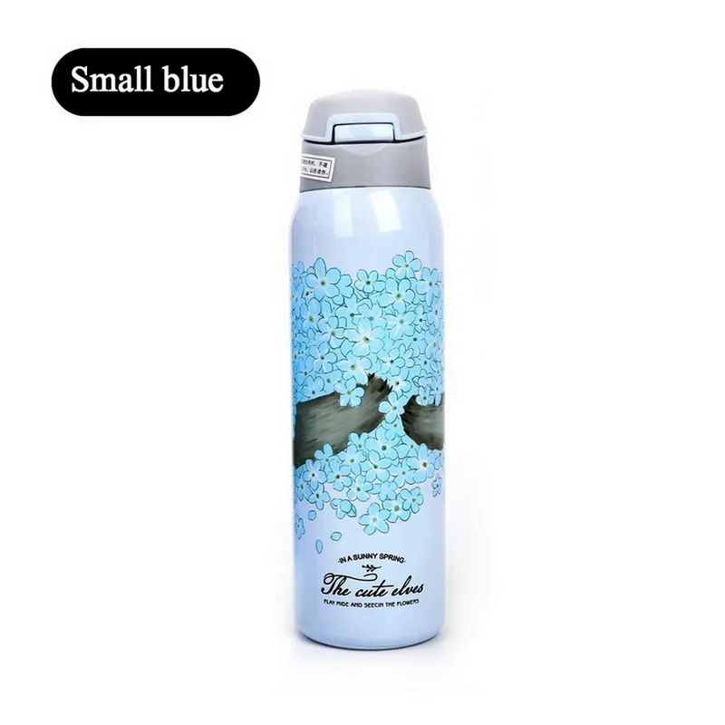 350ml blue 350/480 мл Термос с соломинкой из нержавеющей стали спортивная изоляционная чашка портативная бутылка для воды вакуумный Стакан Кружка Термокружка - Цвет: 350ml blue