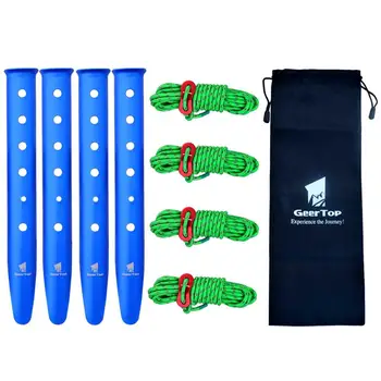 

GeerTop Pegs and Rope with Tensioner Camping Tent Accessories Snow Stakes Reflective Guy Line Cords for Outdoor Hammock Hiking