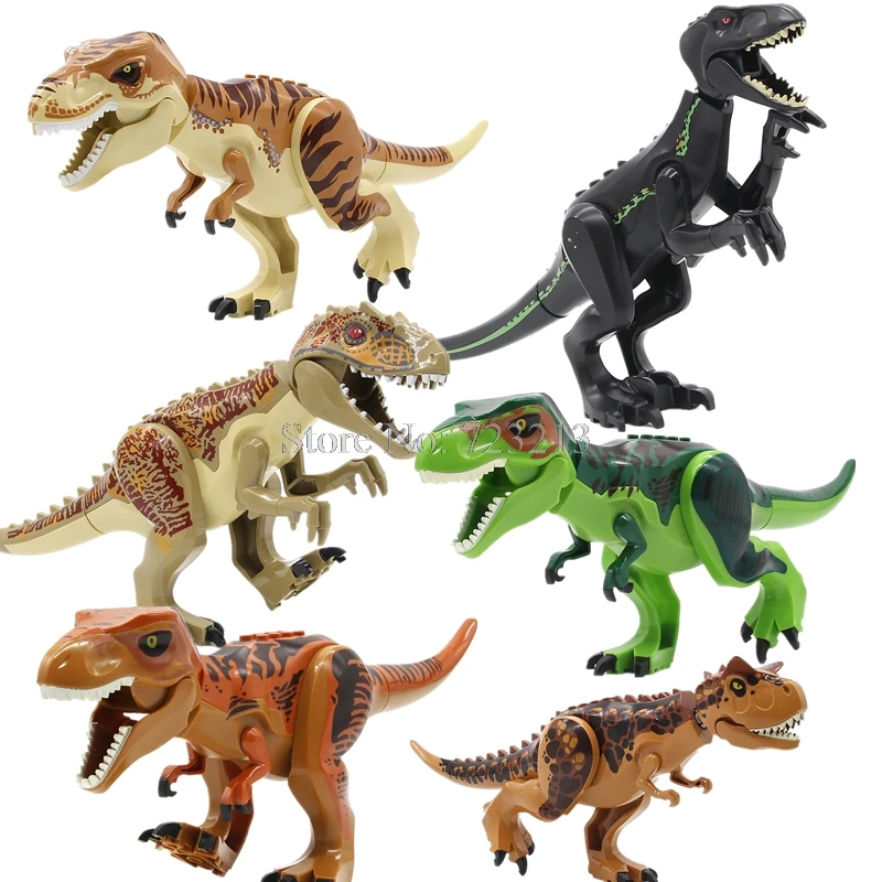 

Single Sale MOC Big 25cm Jurassic Velociraptor T-Rex I-Rex Dinosaur World Carnotaurus Building Block Sets Models Kids Toys
