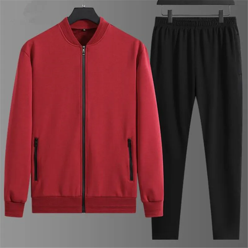 Tuta sportiva per anziani e di mezza età giacca da baseball in due pezzi  giacca in cotone a maniche lunghe cappotto e pantaloni di qualità stand-up  coll - AliExpress Men's Clothing