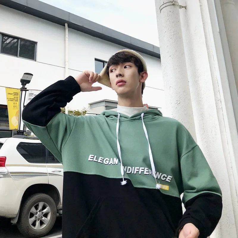 

Large Size Hong Kong Style Autumn & Winter Hoodie Men's Casual Contrast Color Joint Students Couples Sports Jackets