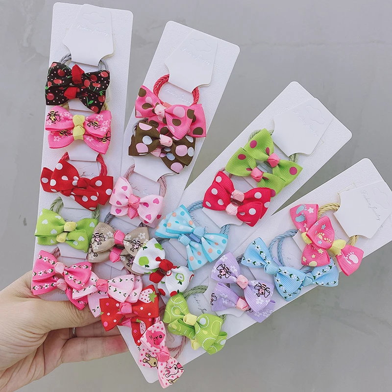

10pcsirls Fabric handmade Bow Elastic Hair Bands Princess Headbands Rubber Bands Hair Rope Ponytail Holder Kids Hair Accessories