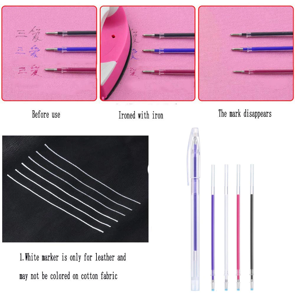 40pcs Heat Erasable Pen High Temperature Disappearing Fabric Marker Refills with Storage Box Fabric Craft Tailoring Accessories