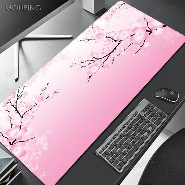 Sakura Mousepad Black Mausepad Pink Setup Gamer Accessories Office Carpet Japanese Art Mouse Pad Company Gaming Deskmat 90x40 Xl 10