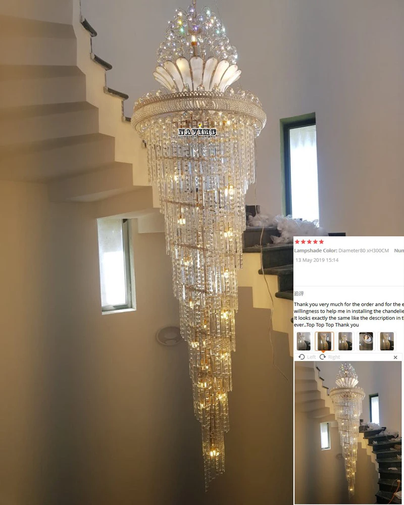 Большая Золотая императорская хрустальная люстра для гостиничного зала, гостиной, лестницы, подвесная Подвесная лампа, Европейское большое освещение