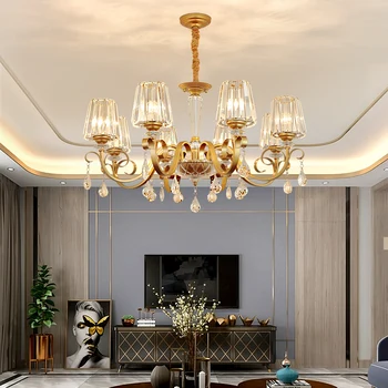 

Luxury Chandelier For Living room Bedroom Modern Pendant Chandelier Gold Lustre Crystal Led Chandeliers Loft Light AC110V/220V