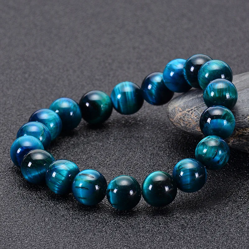 Minimalist 6mm 8mm 10mm Lake Blue Tiger eyes Beads Bracelet Men Natural Stone Braslet For Man Handmade Casual Jewelry Pulseras