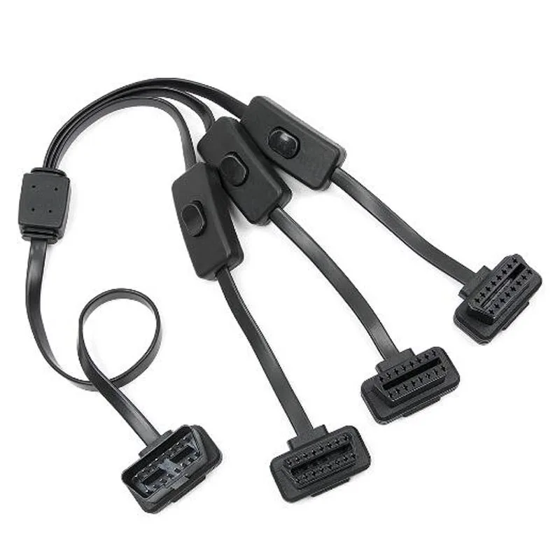 Удлинитель 16 pin сплиттер 1 до 3 с переключателем obd obd2 Y кабель Мужской три порта женский wifi сканер ELM 327 V1.5 - Цвет: 1 to 3 switch cable