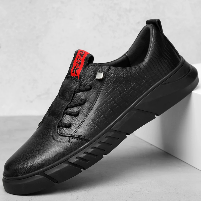 

Casual Shoes For Men autumn Breathable Flats Shoes genuine leather outdoor Comfortable Light Weight Slip-on Loafers Shoes Men a4