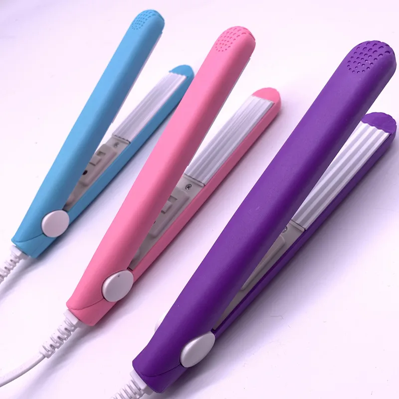 High Quality Mini Hair straightener Iron Pink Ceramic Straightening Corrugated Curling Iron Styling Tools Hair Curler EU Plug 2