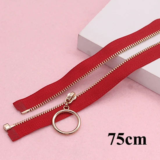 red75cm Meetee 3#2 шт 50-75 см металлическая бронзовая молния Open-end пуховик пальто сумка багаж DIY аксессуары для шитья ZA203 - Цвет: red75cm