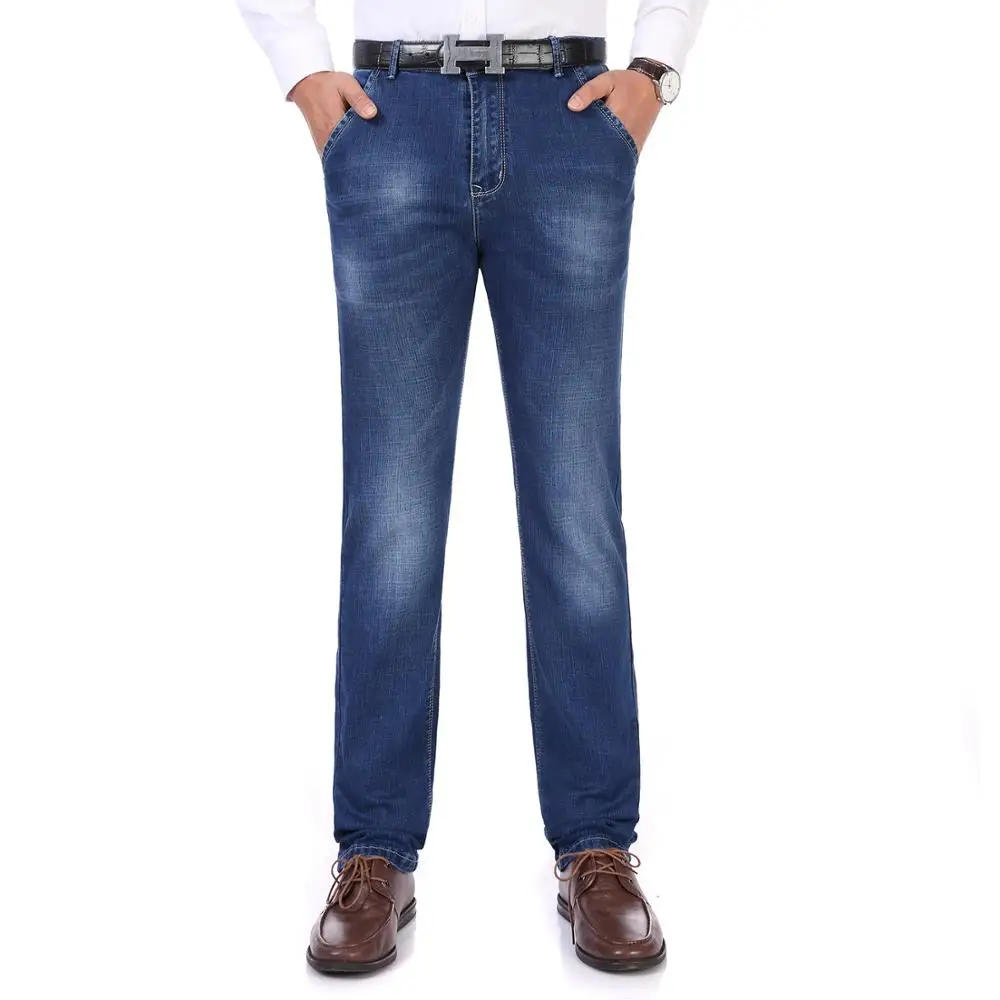 

Spring Man Casual Blue Denim Fabric Straight Trouser Male Leisure Wash White Jeans Pants Men Daily Jean Pantalones Plus Size New