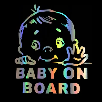 

Fashion Car Sticker Baby on Board Funny Window Bumper Motorcycle Laptop Trunk Decal Reflective Decoration Accessories PVC15*13cm