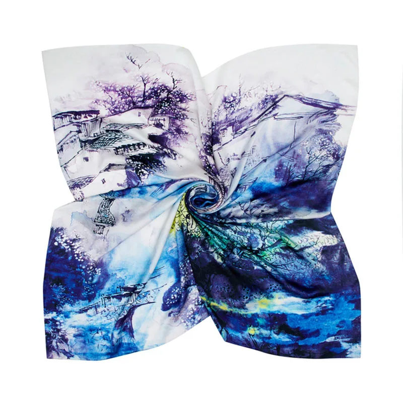 110 см большой квадратный женский шарф на весну и лето, высокое качество, натуральный шелк, атлас, шаль, женская мода, цветочный узор, шарфы - Цвет: cxdfj02