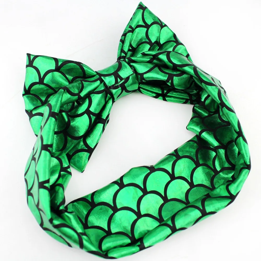 20pcs/lot Mermaid Headbands For Girls Kids Mermaid Party Gift Girls Large Hair Bow Hair Accessories