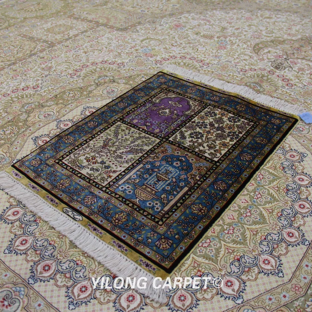 Yilong 1,5 'x2' ручной работы персидский шелковый ковер миниатюрный маленький мини круглый ковер(ZQG296A