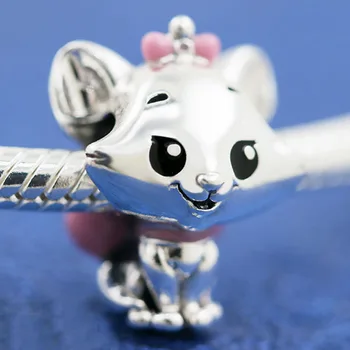 

Original Pink Enamel Bow The Aristocats Marie Beads Fit 925 Sterling Silver Bead Charm Pandora Bracelet Bangle Diy Jewelry