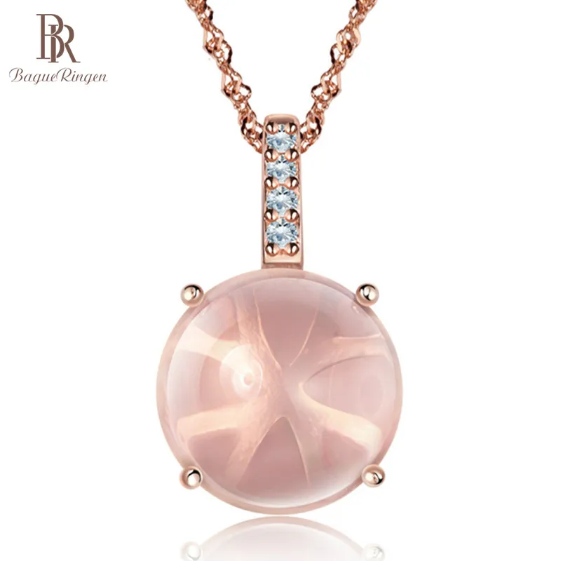 Bague Ringen новинка простой темперамент Росс кварц серебро 925 ювелирное изделие розовое золото цвет ожерелье для