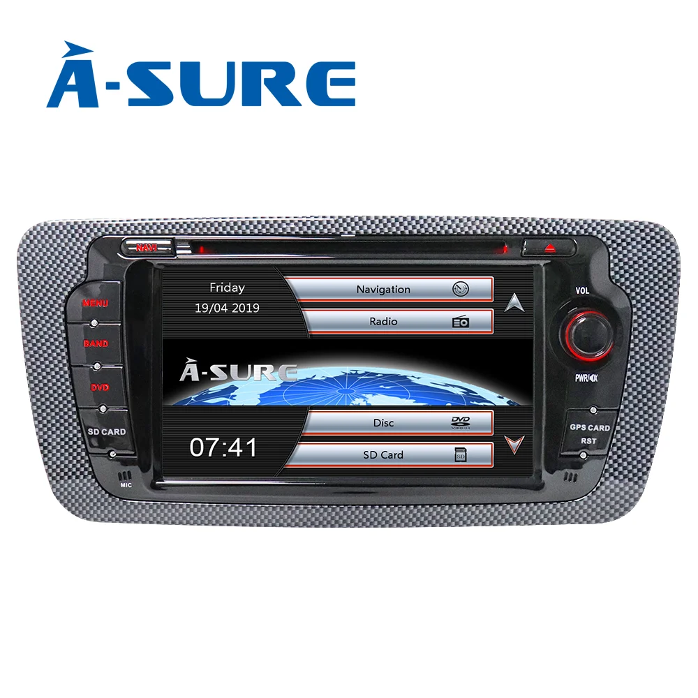 Черный A-sure 7 дюймов 2 Din Авто радио gps dvd-плеер навигация для сиденья Ibiza 2009 2010 2011 2012 2013 с gps 3g Bluetooth - Цвет: Черный