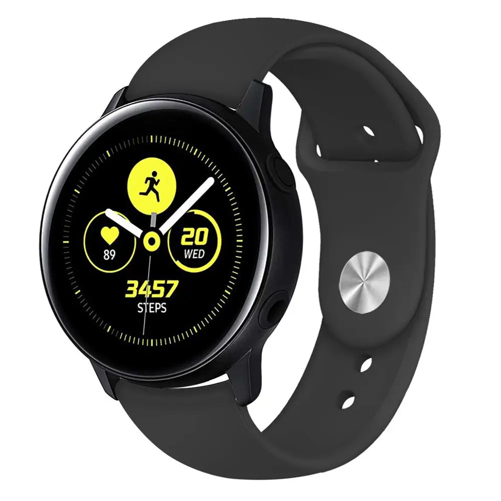 20 мм ремешок для часов samsung Galaxy watch Active/Active2 band gear S2/спортивный мягкий силиконовый браслет Amazfit ремешок Bip аксессуары - Цвет ремешка: black