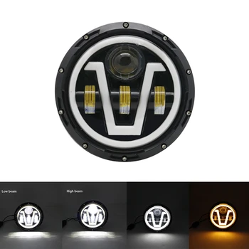 

NEW Auto Car 7 Inch Led V Shape Headlights For Niva Lada 4x4 Jeep Wrangle Toyota Offroad Led Headlamp With Amber DRL Turn Lights