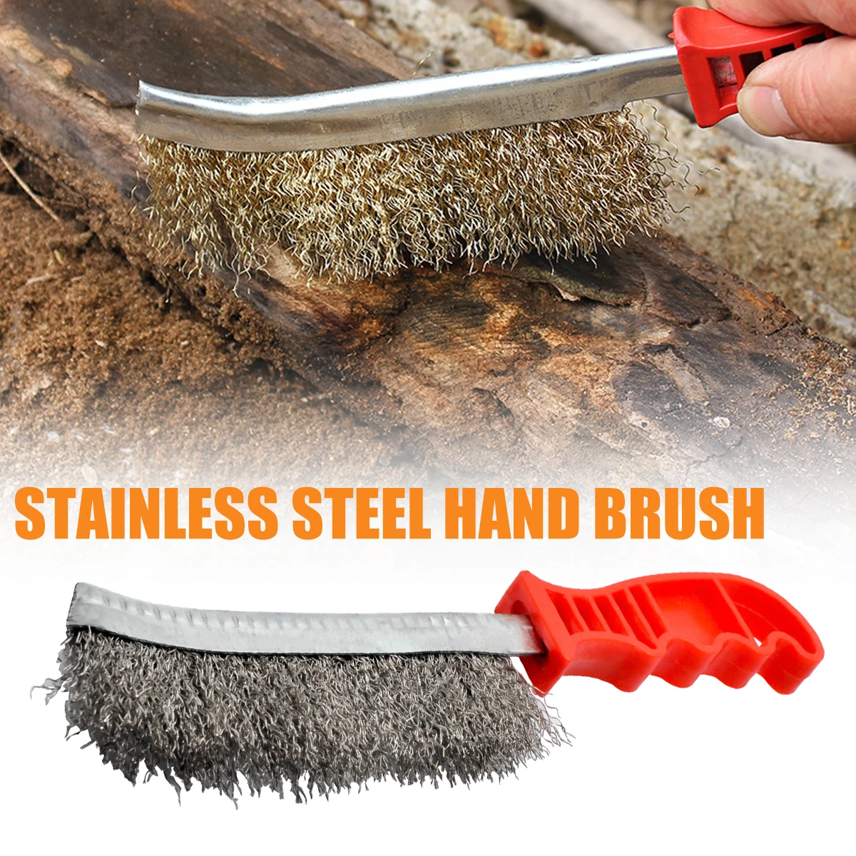 

New Stainless Steel Wire Brush With Handle Durable Anti-rust Cleaning Polishing Tools Knife-shaped Metal Gap Rust Removal Brush