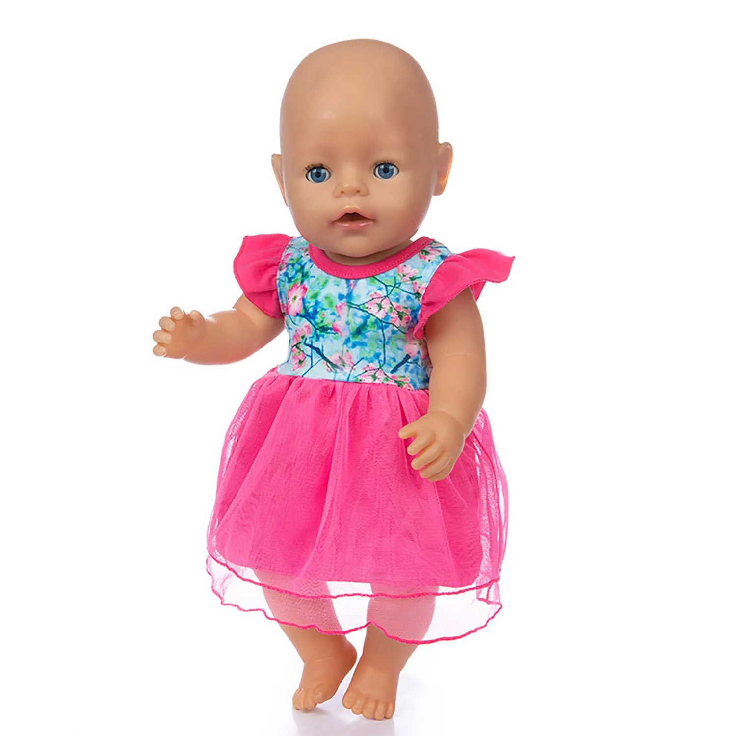 

Baby New Born Fit 17 inch 43cm Doll Clothes Accessories Pink Flared Yarn Skirt Suit For Baby Birthday Gift