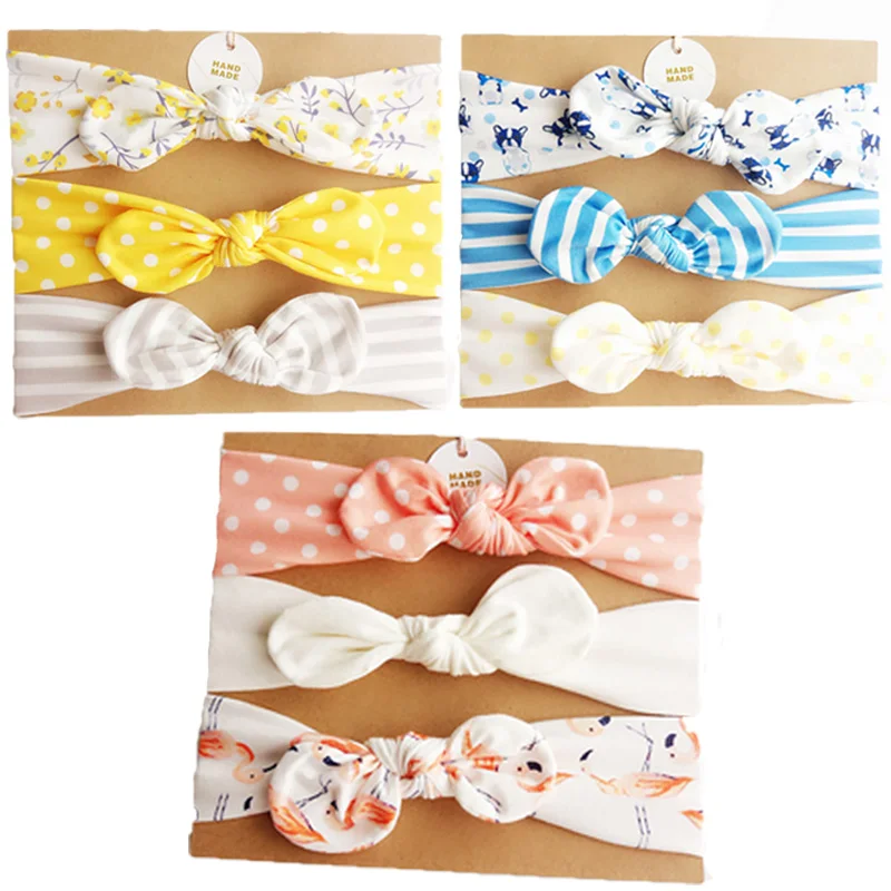 baby accessories 3pcs/lot Solid Nylon baby headband Bow Headbands For Cute Kids  Indian Turban Knot Rabbit Cotton Kids Hair Accessories accessoriesdiy baby 