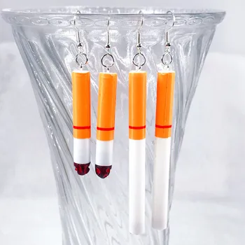 

1pair Funny Simulation Cigarette Drop Earrings 3D Stereoscop Resin Cigarette Earrings for Children Gift and Woman Jewelry